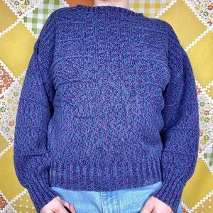 Vintage 80s purple, black & blue speckled Gregor sweater 🌀